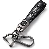 Comburvo Leather Car Keychain, forJaguar I-PAC F-PAC E-PAC XEL XFL XJ XF Series Car Key Chain Ring Accessories for Men and Woman Black