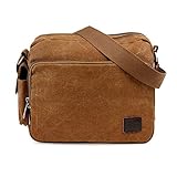 Oct17 Men's Vintage Canvas Crossbody Bag Shoulder Casual Handbag School Messenger Bags Satchel - Coffee