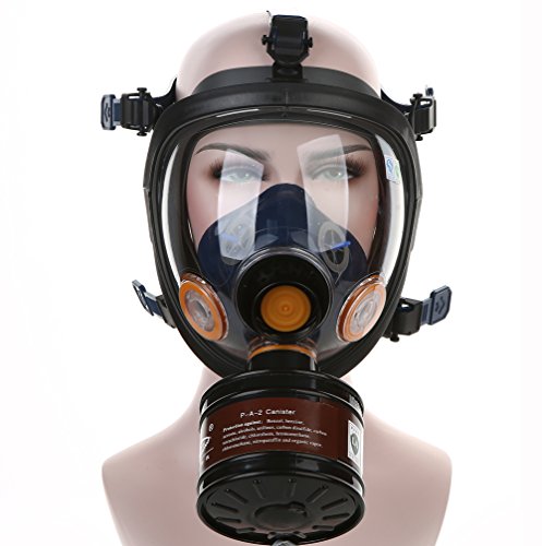Gas Masks Full face Spray Paint Respirator with Common interface connection filter (Black)
