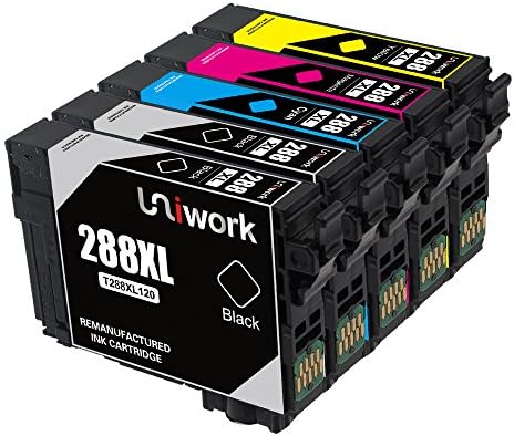 Uniwork Technology Remanufactured 288 288XL 5 Pack Cartridge Ink Replacement for use in Expression Home XP-330, XP-340, XP-430 XP-440 XP-434 XP-446 Printers