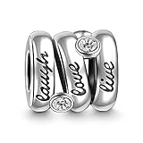 SOUFEEL Swarovski 925 Sterling Silver Live Laugh Love Charm for European Bracelets Necklace