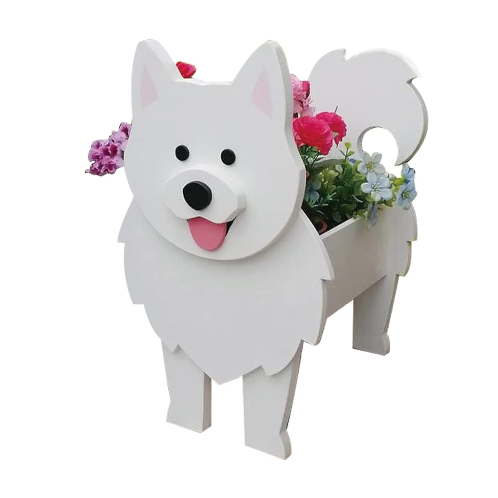 LIBOOI Dog Planter, Animal Flower Planter Pot Outdoor Plants, Samoyed Gift Dog Lovers, Handmade Storage Container Planters Garden Decor Cactus Office Home Gift, 27 x 17.5 cm (UKBT-221123GW02-14-WQW)