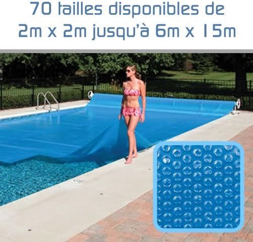 Linxor ® Custom-made Swimming pool solar cover, bubble tarpaulin, 300 microns / 70 sizes available / Standard CE