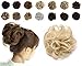 Haironline Scrunchie Bun Up Do Hair Piece Hair Ribbon Ponytail Extensions Wavy Curly Bleach Blonde, 55 Gram