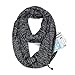 Scarves for Women,Girls,Ladies Infinity Scarf with Zipper Pocket Soft Stretchy Lightweight Wrap (Black+Gray)