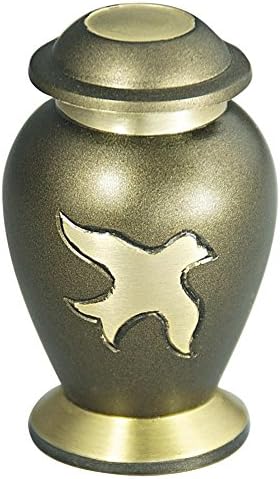 Small Ashes Keepsake Urn- Funeral Cremation Urn for Human Ashes or Pet- Brass Hand Engraved - Fits a Small Amount of Cremated Remains- Display Burial Urn at Home or Office (Avondale Birds Fly Urn Set