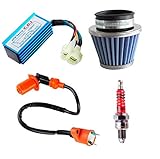 Podoy GY6 Cdi Ignition Coil Racing 6 Pins with Air Filter Spark Plug for 50cc-125cc 150cc Moped Scooter 139QMB 152QMI 157QMJ Go Kart Engine