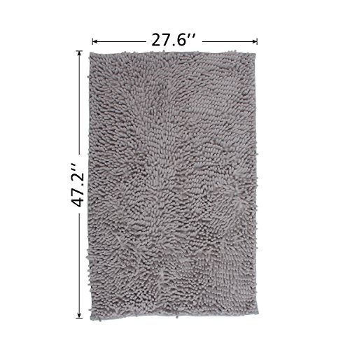 YOUKADA Bath Mat Rugs | 28" x 47" Long floor Mats, Extra Soft, Absorbent, Thickening Shaggy Microfiber, Machine-Washable, Perfect for Doormats, Tub, Shower (Gray)