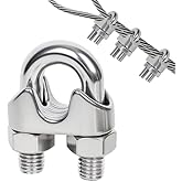 YOXMULK 20 Pcs 1/8 inch Stainless Steel Wire Rope Cable Clamp Clips,Wire Rope Clamp for Various Commercial, Industrial, and Residential Projects. (M3, 20)