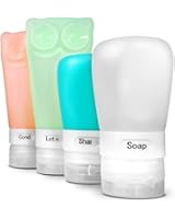 Leak Proof Travel Bottles - 4 Refillable TSA Approved Silicone Containers For Liquids With Carry-On Bag - BPA Free - For Shampoo, Conditioner, Soap, Lotion, Sunblock And More - Great For Toiletries