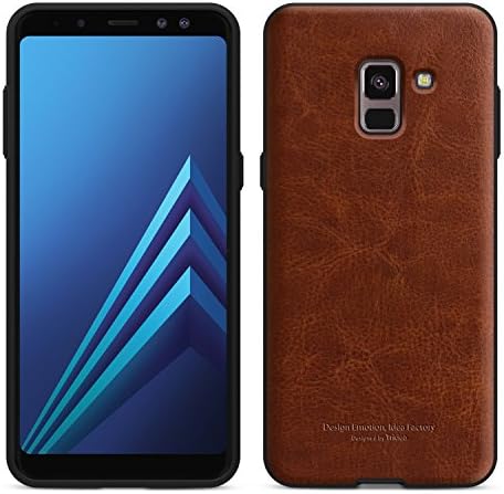 Galaxy A8 (2018) Case [Tridea] Power Guard Premium Synthetic Leather Bumper [Shock Resistant][Scratch-Resistant] Case for Samsung Galaxy A8 2018 [Brown]