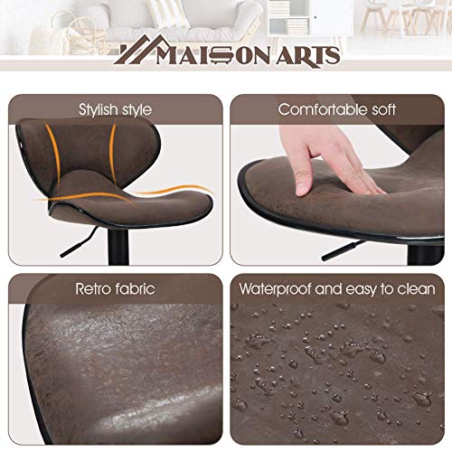 MAISON ARTS Swivel Adjustable Bar Stools Set of 2 Counter Height Barstools with Back for Kitchen
