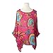 Doinshop Elegant Female Blouses Bohemian Print Loose Tank Batwing Sleeve Shirts (L)