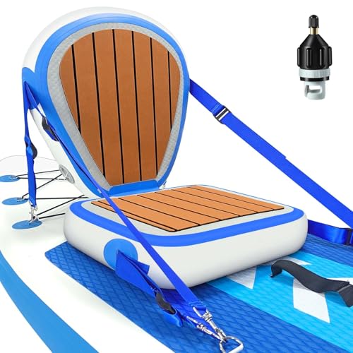 Ziziella Inflatable Paddle Board Seat with Back Support, Universal Portable Kayak Seat for Canoe Yak Sup, Adjustable Paddelboard Cushion with Inflate Nozzle for Fishing/Kayaking/Camping