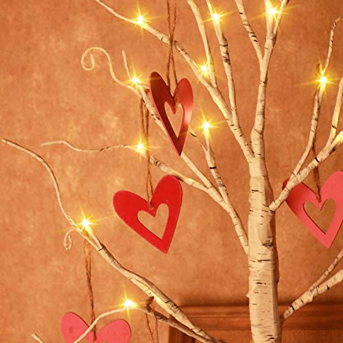 Vanthylit 2FT 24LT Pre-lit White Birch Tree Tabletop Wooden Love Tree Decorative Light for Party Wedding Holiday - Thumbnail 6
