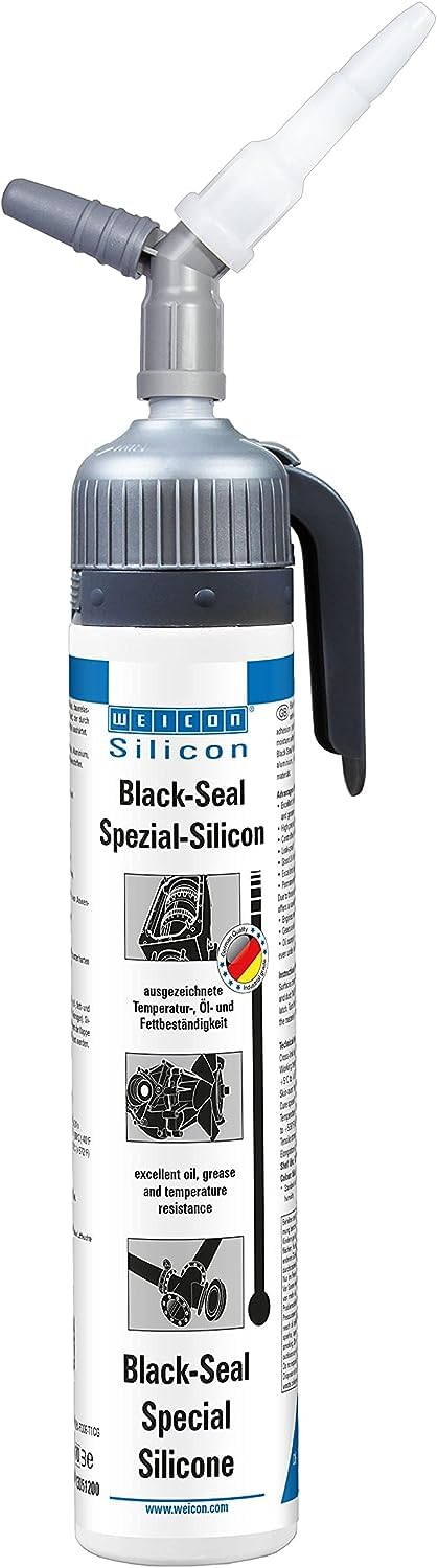 WEICON Black-Seal 200ml presspack Silicone Adhesive Sealing Compound for Bonding Sealing of Pump Tanks Motor Gearbox Pressure- Heat Resistant Black