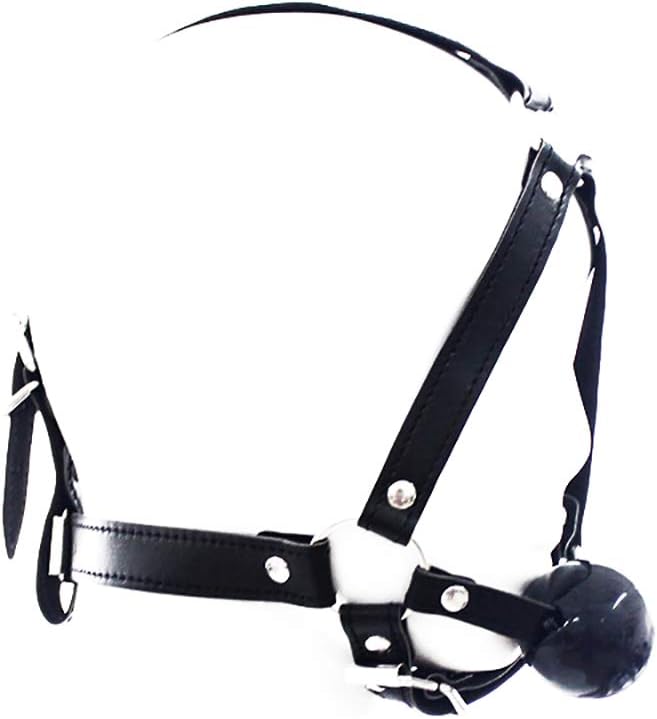 Black Leather Harness Head-Mounted Package Chin Silica Gel Solid Mouth Ball Mouth Plug