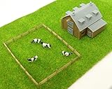 Outland Models Train Railway Layout Country Barn with Grass & 4 Cows Z Scale