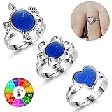 Finrezio Color Changing Mood Ring for Women and Girls Turtle/Flower/Heart Shaped Rings Adjustable Size 3Pcs SDF8 -1
