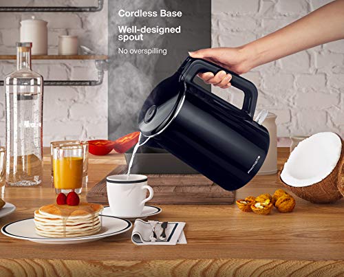 Premium Cordless Hot Water Electric Tea Kettle - Automatic Shut Off - Double Wall Cool Touch - Water Heater Boiler, Fast Boil - Portable Kettle - British Strix Сontroller