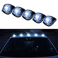 iJDMTOY 5pcs Black Smoked Cab Roof Top Marker Running Lamps w/ Xenon White LED Light Bulbs For Truck Pickup 4x4 SUV