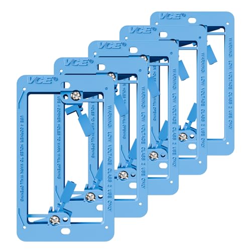 VCE Low Voltage Mounting Bracket Single Gang Wall Plate, Flush Low Voltage Box for Network, HDMI, Coaxial, Speaker, Telephone Cables, Blue, 5 Pack