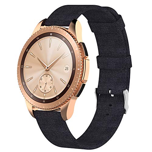 for Samsung Gear S2 Classic Watch Band, SUKEQ Woven Fabric Wrist Strap Quick Release Replacement Bracelet Accessory for Samsung Galaxy Watch 42mm, Gear S2 Classic, Garmin Vivoactive 3 (Black)