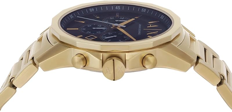 Gold Tone Watch for Men, Quartz Chronograph Movement and 44mm Case Size with Stainless Steel Strap