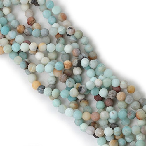 Qiwan 45PCS 8mm polychrome Natural amazonite amazon Dull Polish Gemstone Round Loose Beads for Jewelry Making 1 Strand 15"...