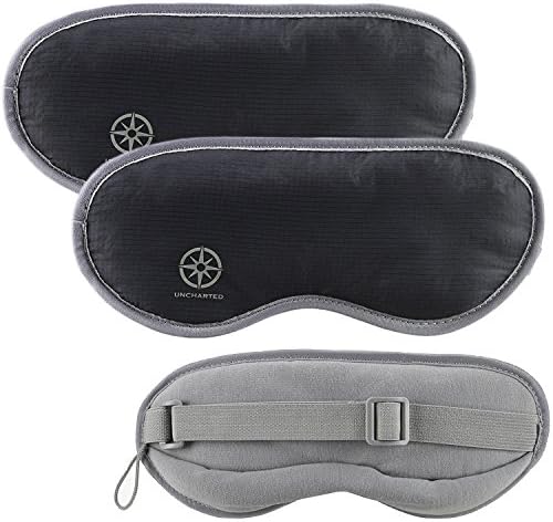 Uncharted (2 Pack) Padded Sleep Masks Soft Eye Pillow Covers Travel Blindfolds Shades Blocks Light
