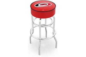HOLLAND BAR STOOL CO. L7C1-4" Calgary Flames Cushion Seat with Double-Ring Chrome Base Swivel Bar Stool by The Holland Bar Stool Company