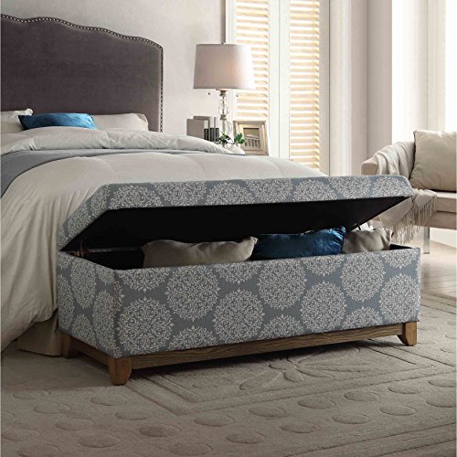 HomePop Large Upholstered Storage Bench with Hinged Lid, Teal LAVORIST