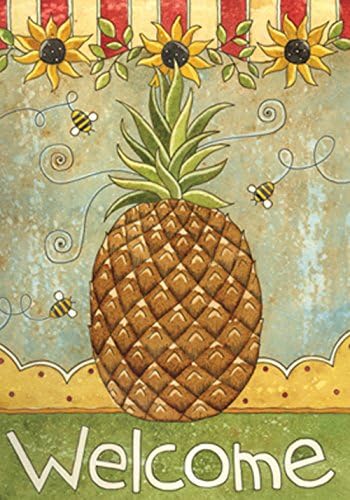 Toland Home Garden Sunflowers and Pineapple 12.5 x 18 Inch Decorative Summer Fall Flower Bee Welcome Garden Flag