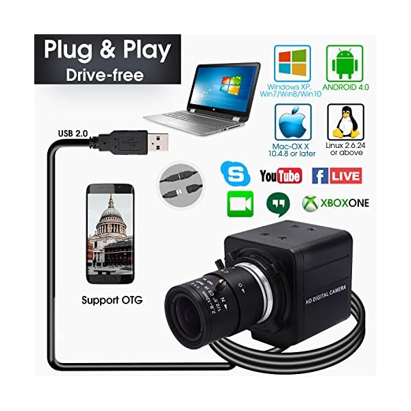 Svpro 4K Ultra HD Webcam 2.8-12mm Varifokalobjektiv USB Mini-Webkamera 3840x2160@30fps Optischer Zoom USB mit Kamera IMX317 Sensor Kamera, USB UVC Konferenz Webcam für Mac/Window/Linux – Bild 8