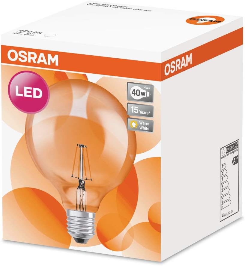 OSRAM LED Retrofit Classic Globe/LED lamp, Classic Ball Shape, Retro Design, in Filament Style, with Screw Base: E27, 4 W - Image 4