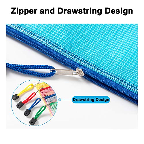 10 Pcs Zipper File Bags, Austark Waterproof PVC Durable Document Bags for School Office Stationery Business Document Receipts Organizer (B6 Mixed Colors)