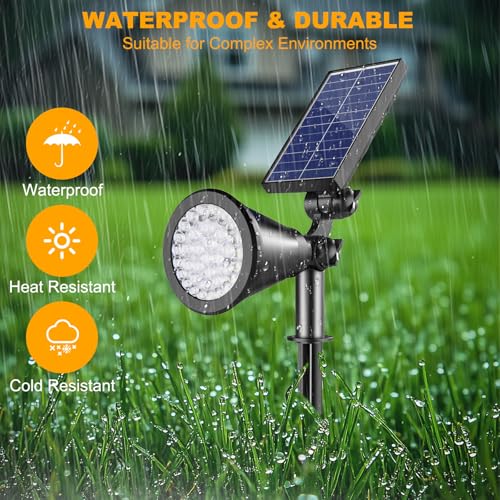 APOMAO Solar Spot Lights Outdoor, 36 LEDs 1000LM Adjustable Solar Lights Outdoor Waterproof, 2-in-1 Solar Powered Spotlights Landscape Lighting for Garden, Yard, Pathway- 4 Pack (Cool White)