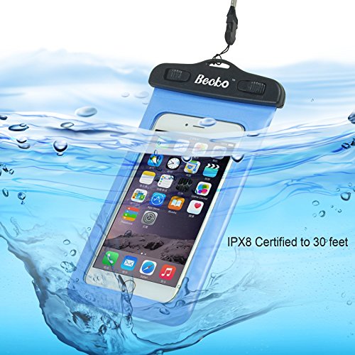 Becko Blue Waterproof Case Touch Responsive Front and Back, Universal Waterproof Wallet, Dry Bag, Pouch for 4.7" Cell Phone, IPhone 6, 5, 5s, 5c, 4, Samsung Galaxy S3, S4, LG G3, G2, HTC M8, M7, Gps, Mp3 Player and Digital Cameras. Perfect to Swimming, Su - Thumbnail 3