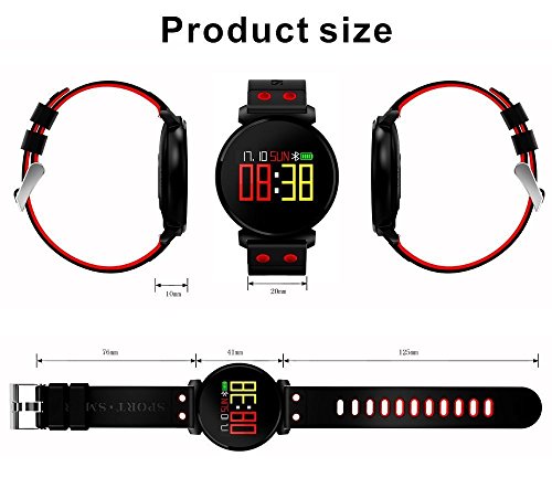 Fitness Tracker, Pard Swimming / Cycling Smart Watch, OLED HD Color Screen Heart Rate / Blood Pressure / Sleep Monitor, Sports Smart Bracelet for Android and iOS, Red - Thumbnail 4
