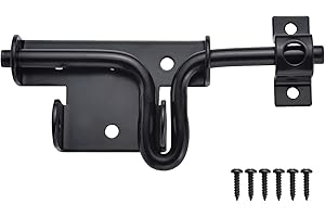 JIAHOO Slide Bolt Gate Latch, Heavy Duty Door Lock with Padlock Hole, Sliding Bolt Latch Hardware for Wooden Fence, Shed Door, PVC Fence, Barn Door, Thickened Steel, Black Finish