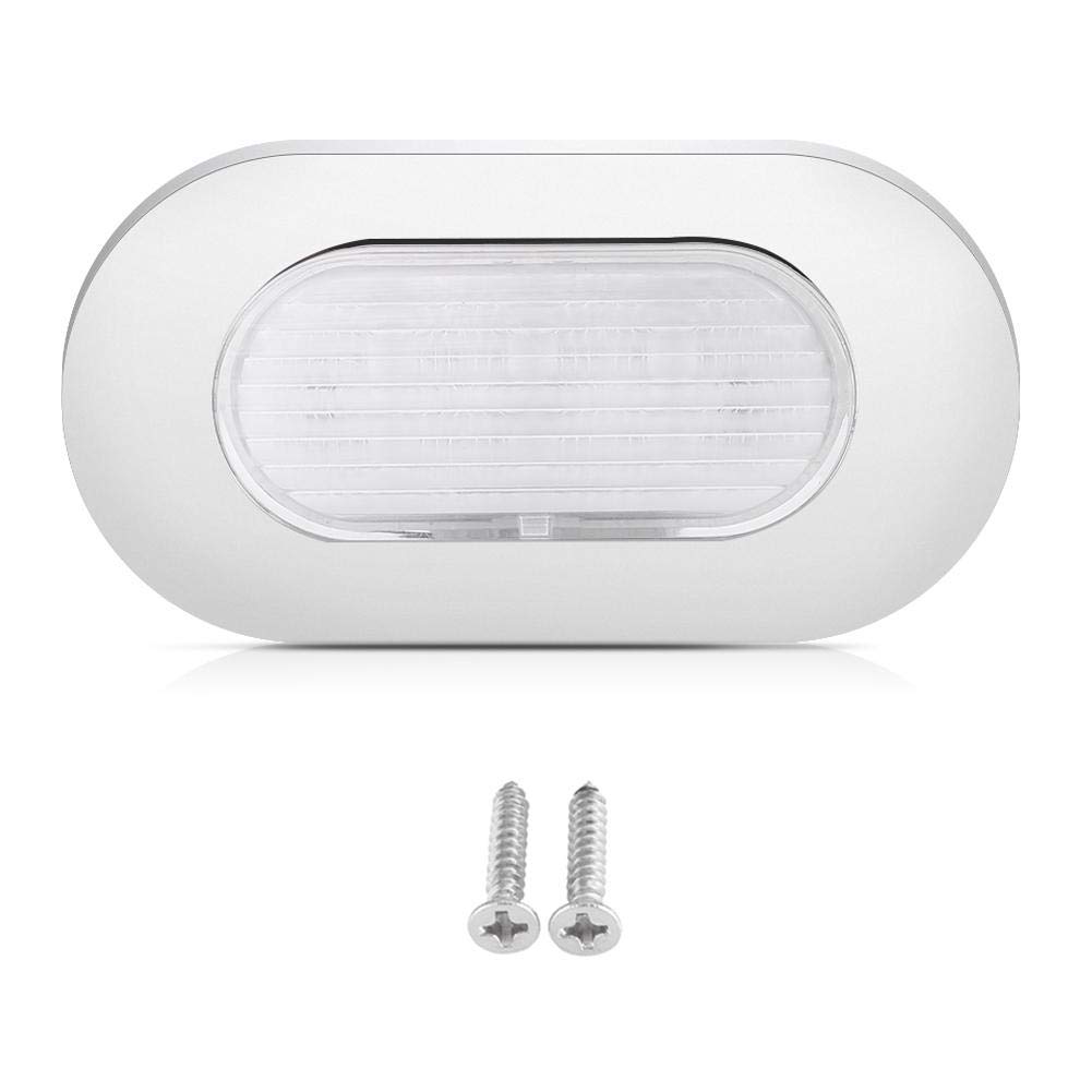 Nikou Marine Deck Light, 12V White LED Boat Deck Lights, Marine Boat Yacht Light Stainless Steel Oblong Courtesy Light Stair Deck Usage