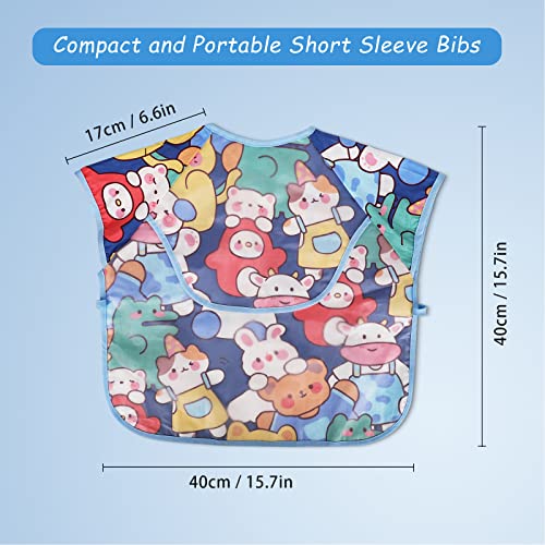 PomeloBaby Babylätzchen mit kurzen Ärmel 3er-Pack abwaschbar Ärmellätzchen Baby Lätzchen für Baby und Kinder von 6-36 Monaten