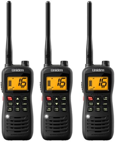 Uniden MHS126 JIS8/IPX8 Waterproof 6 Watt Two-Way VHF Marine Radio (3 Pack )