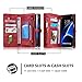 RAYTOP® [Magnetic Removable Phone Case + [11 Card Holders] + [4 Large Pockets] PU Leather Wallet for Samsung Galaxy S7 Edge [Magnet + Zipper + Button Closure] Dark Red Color Large Capacity Premium
