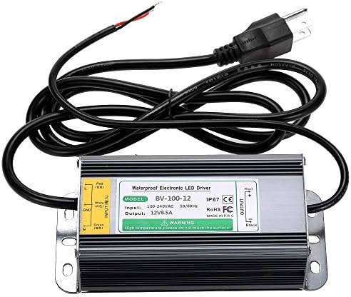 BVPOW 12V Power Suppply Outdoor 100W Waterproof IP67 LED Driver LED Power Transformer with 3-Prong US Plug 5FT Cable