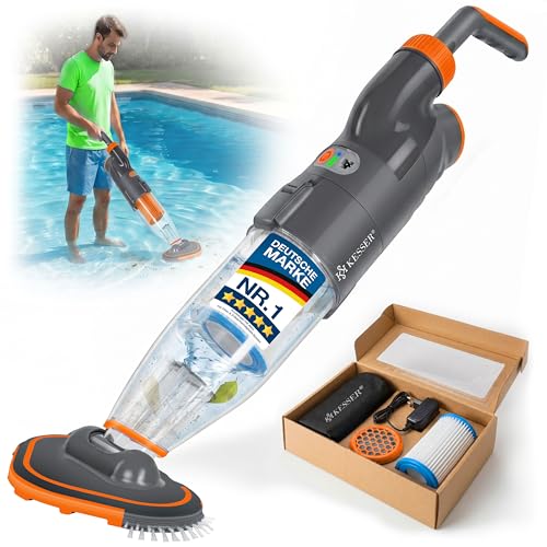 KESSER® Poolsauger mit Akku | elektrische Pool Bodensauger | Poolreiniger mit Filter & 2-Geschwindigkeits-System | Handsauger Reinigungsset kabellos b