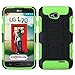 Asmyna Rubberized Car Armor Stand Protector Cover for LG Optimus Exceed - Retail Packaging - Black/Electric Green