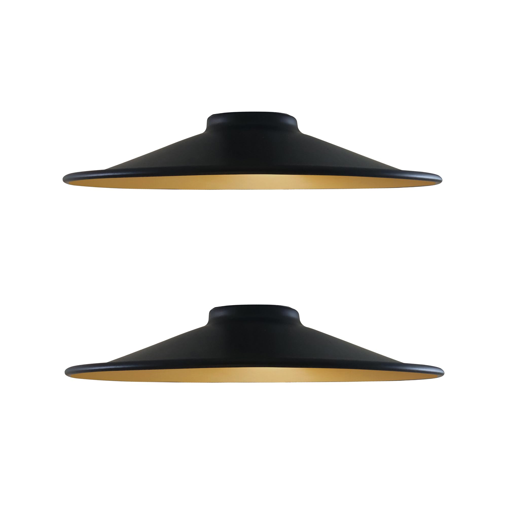Vintage Metal Retro Style Non-Electric Lamp Shades Easy fit Black Inner Gold Lampshade for Living Rooms, bedrooms, Kitchen Dining Room, Cafe, and Restaurant 2pack