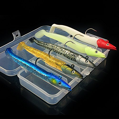 Zantec 5pcs Plombs Leurres De Pêche De Tête Ensemble 22g 11cm Appâts Artificiels Doux Avec Hameçon Pour La Pêche En Eau Salée Et En Eau Douce