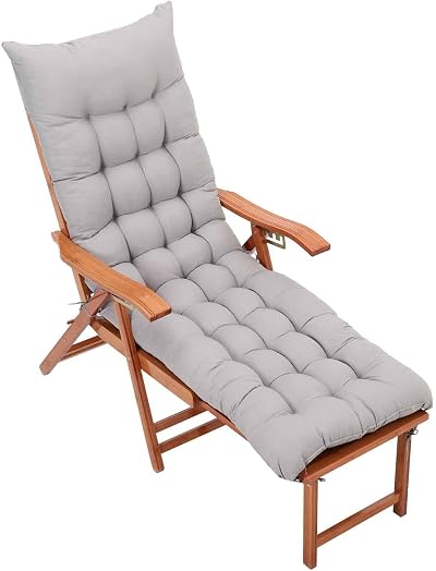 Warmiehomy Grey Garden Patio Beach Cushion 160x50x8cm Non-Slip